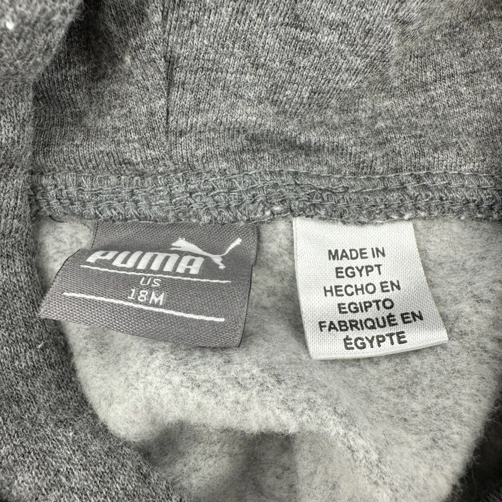 Puma Toddler Boys 18M Heather Gray Red Logo Hoodie and Joggers Tracksuit Set - Picture 6 of 11